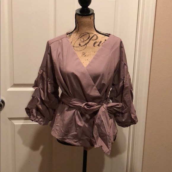Dusty rose Faux wrap Top - Picture 3 of 4